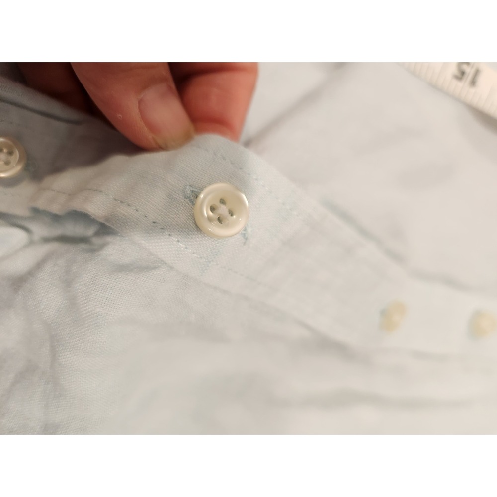 Lands' End Linen Shirt Women's Size 6 Long Tunic Button Up 100% Linen Blue - Picture 2 of 9